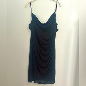 David Meister Cowl Neck Spaghetti Strap Cinched Mini Dress Black Size 12